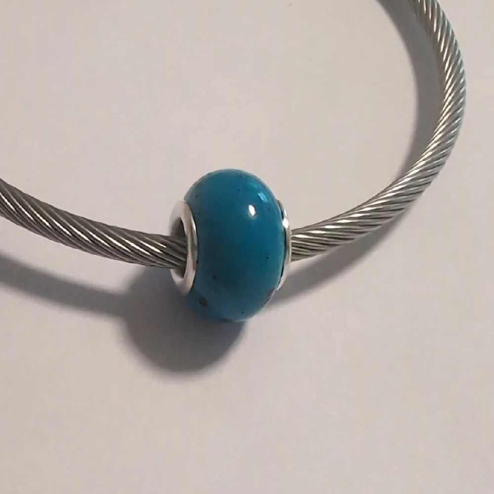Blue And Black‎ Splattered Charm for Pandora Style Bracelet